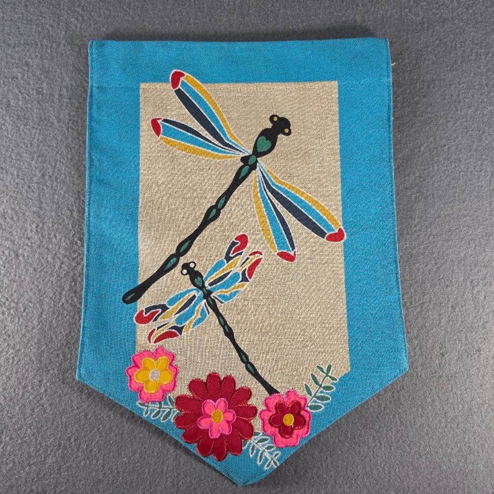 Garden Flag Dragonfly Burlap 18x12" Flowers Front Door Outdoor Decor
